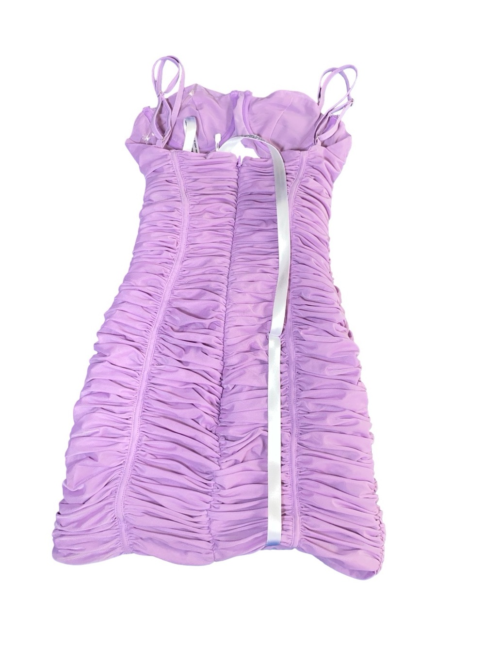 Mistress Rocks 'Lovers' Lilac Cutout Ruched Mesh Mini Dress - Pastel Purple - Picture 4 of 6